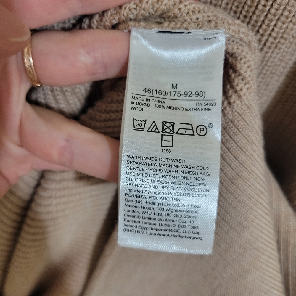 Banana Republic Mock Neck Responsible Wool Merino Mini Dress M Sand Dune - Picture 9 of 10